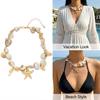 Bohemia Irregular Shell Beaded Necklace for Women Starfish Conch Pearl Pendant Metal Chain Choker Summer Beach Vacation Jewelry