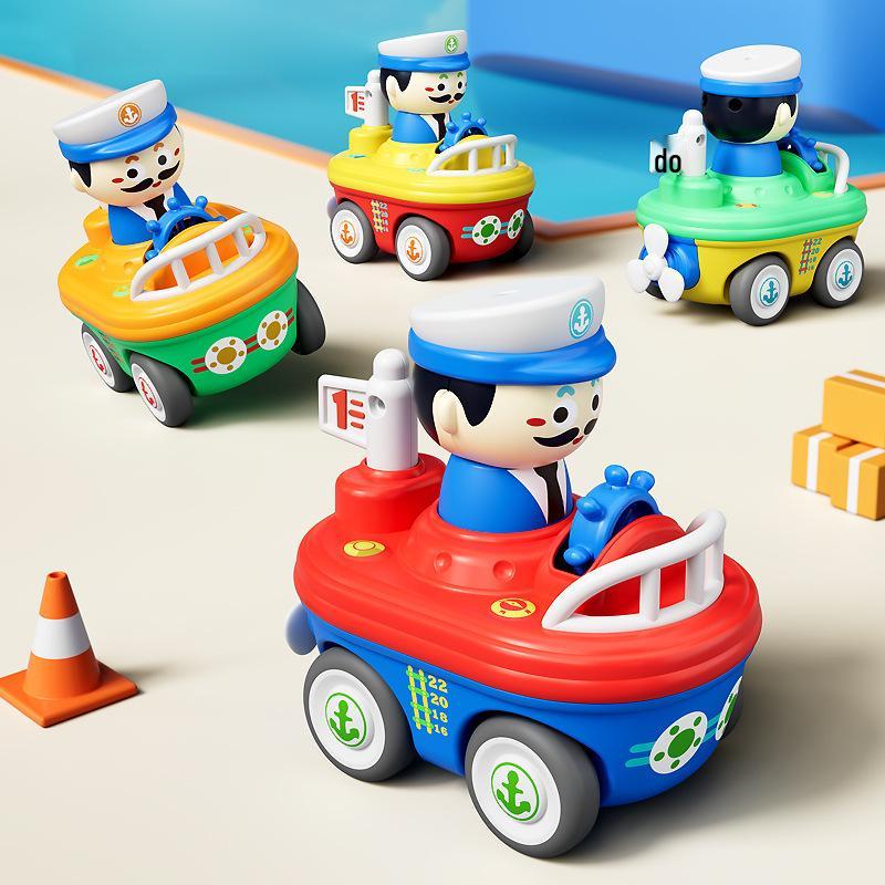 In-Stock Inertial Cartoon Train Push Toy with Whistle - Drop-Resistant, Parent-Child Interactive Car for Kids