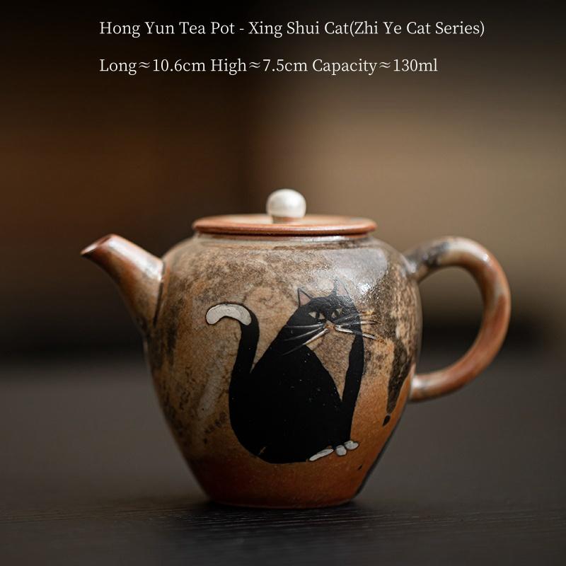 

130ml Japanese Wood-fired Porcelain Zhiye Teapot Handmade Gilt Silver Silver Cat Pot Tea Brewing Kettle Drinkware Decoration