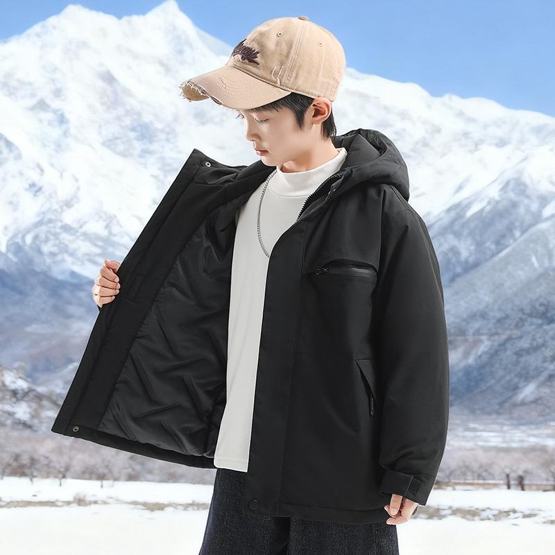 Boys' Winter 2025 Thick Cotton Windbreaker Jacket: Stylish and Warm for Older Kids