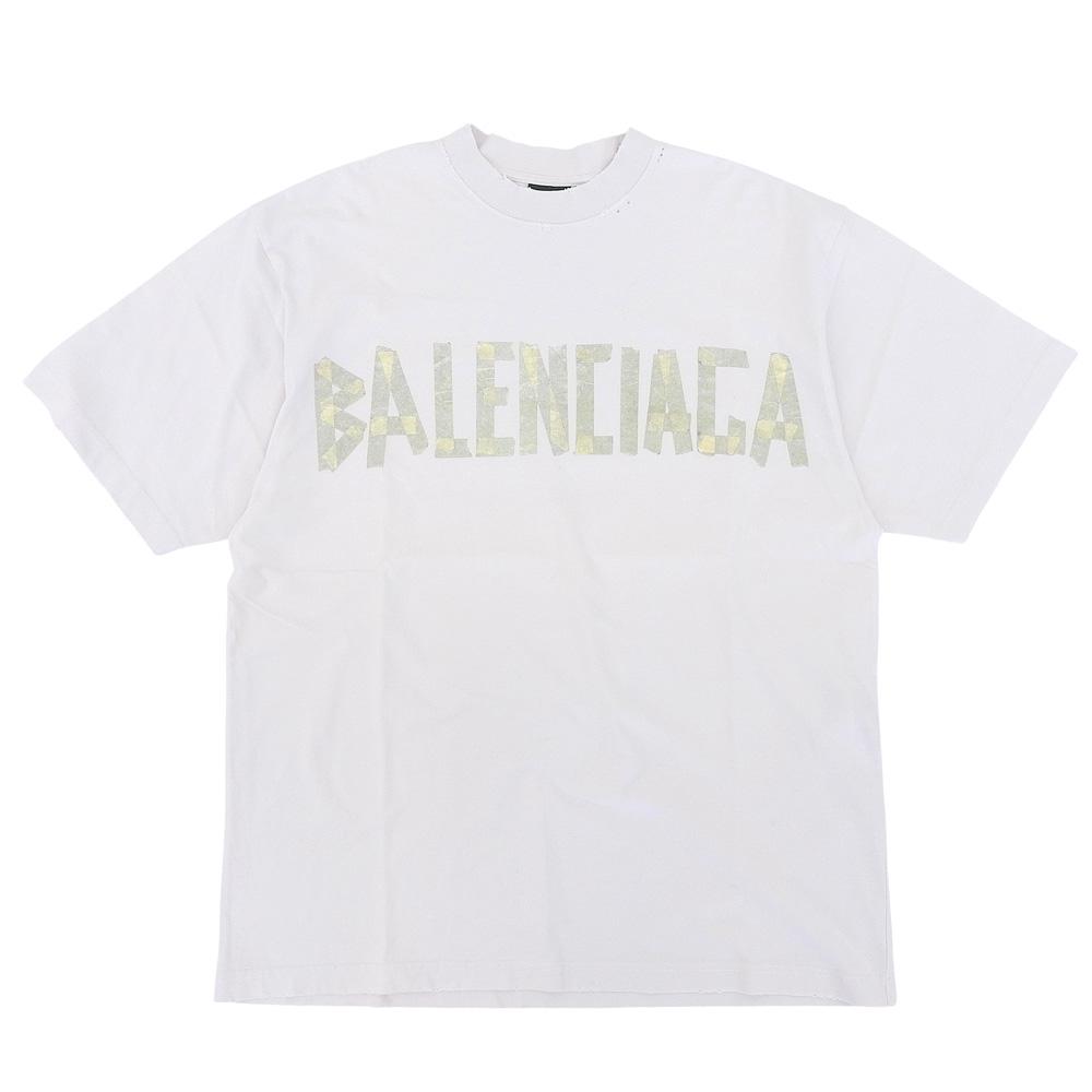 Balenciaga Ausgezeichneter Zustand T-Shirt zum Kleben, Herren, weiß, Größe S, 739784, 23 Edelstahl-Tops S weiß Gebraucht