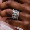 European and American Heavy Industry Ring Women, Stacked Wind Ring Four-piece Set, Inlaid with High-end Noble High-end Jewelry