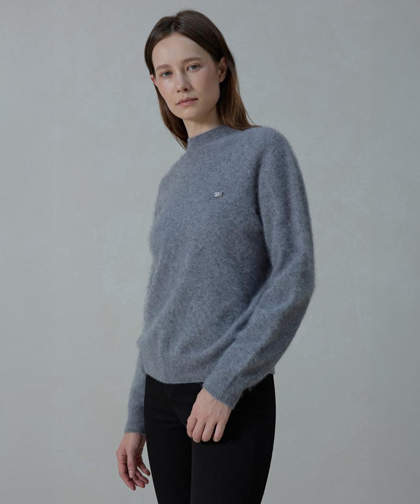 Aheule Noelle Wholegarment Cashmere Wool Half-Neck Knit_Grey