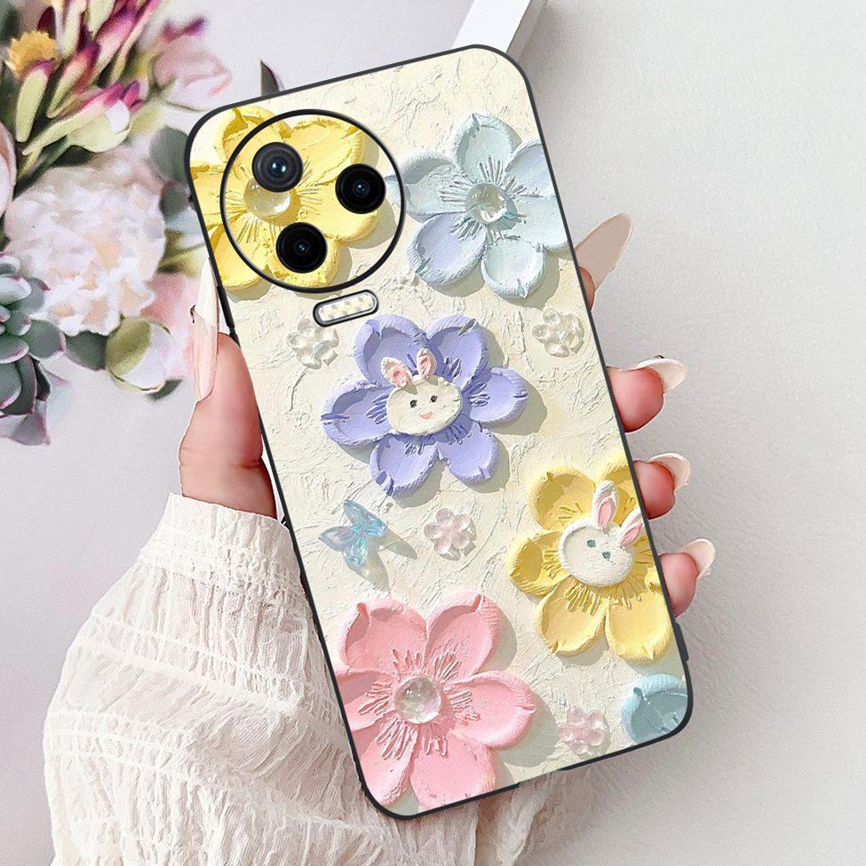 For Infinix Note 12 Pro 4G Case X676B Silicone Cute Cat Fashion Flowers Painted Cover For Inifnix Note 12 Pro Phone Case Bumper