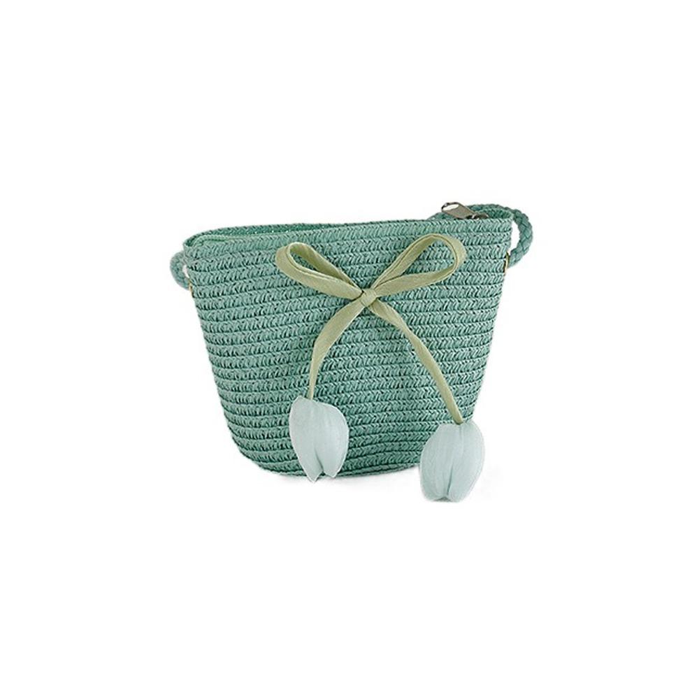 with Same Style Crossbody Bag Tulip Straw Sun Hat Korean Style Lace Brim Beach Cap  Baby
