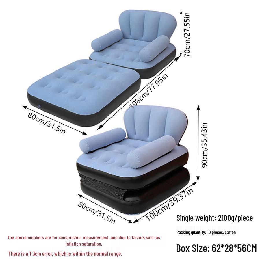 Single Outdoor/Indoor Inflatable Camping Mattress with Flocking