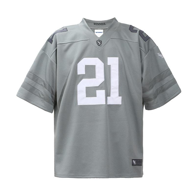 T-shirt Oversize Américain #21 Manches Courtes Été Homme Maille Séchage Rapide Respirant Rugby Basketball T-shirt Maillot de Sport
