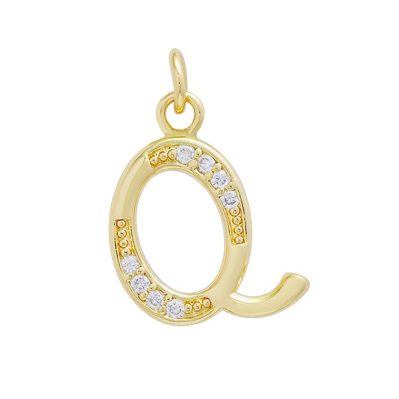 European & American Gold-Plated Copper Zircon Letter Necklace - High-End DIY Jewelry Accessory