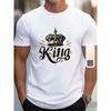 Men's T-shirt, "King" Print Tops, Summer Trendy Casual Short Sleeve Tees, Outdoor Sports Clothing, Big & Tall Guys
