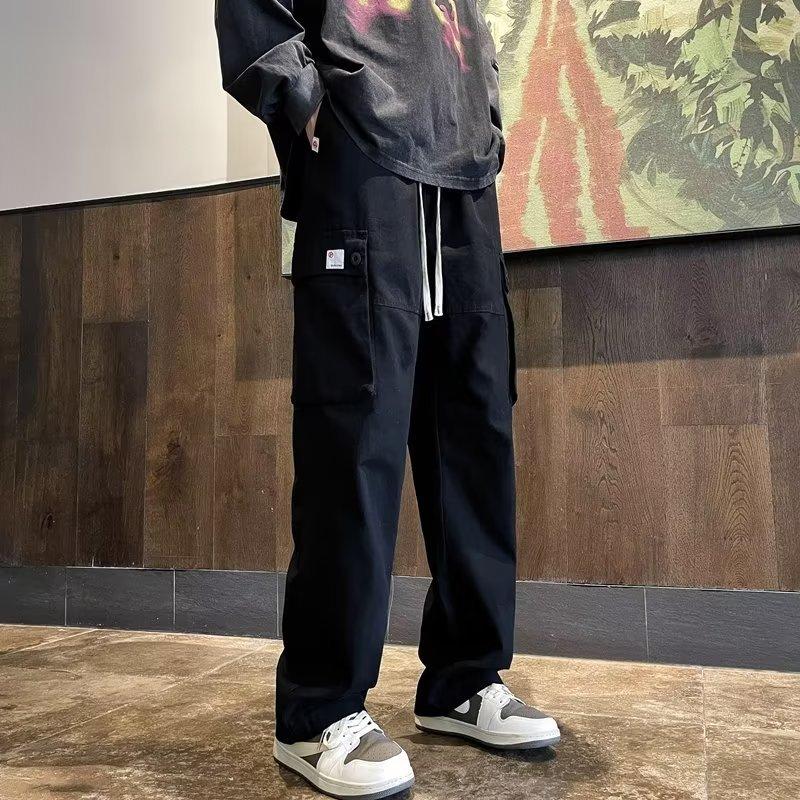 Overalls Men's Autumn New Hong Kong Style Ins Trendy Personalized Loose Straight-leg Pants Student Multi-pocket Casual Trousers