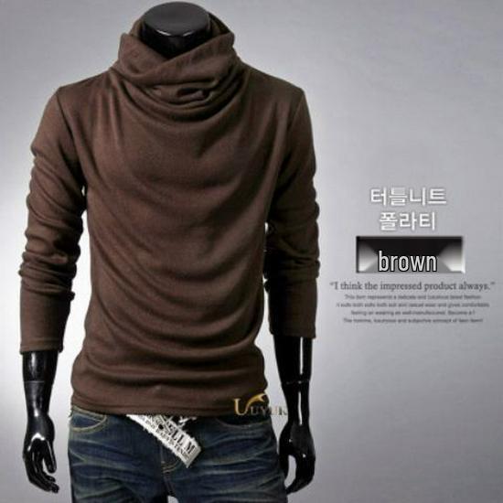 Men's Slim Fit Turtleneck Knit Sweater: Spring & Autumn Solid Color, Korean Style Long Sleeve Pullover.