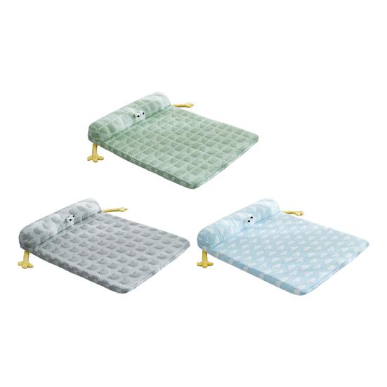 Large Dog Bed Summer Dog Cooling Pad Breathable Ice Silk Cooling Pet Mat Sleeping Sofa Non-Slip Cat Kennel with Memory Foam Pillows