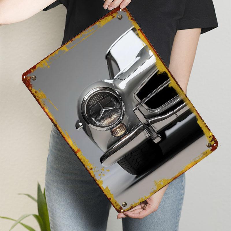 Silver Mercedes-Benz 300 SL Metal Signs Car Poster Pictures Wall Decoration Items Custom Tinplate Sign for Wall Art Decoration