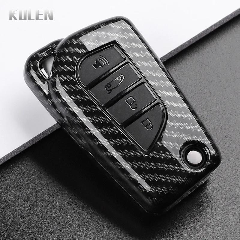 For Toyota Camry Rav4 Forturner Hilux Auris Corolla Avensis Verso Yaris Aygo Scion Tc Abs Carbon Fiber Style Car Key Case Cover