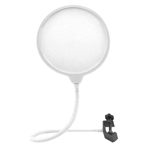 Musiin Pop Filter for Recording Microphones, Large Dual-Layer Recording Studio Pop Shield, Flexible Metal Gooseneck Professional Pop Filter (White)