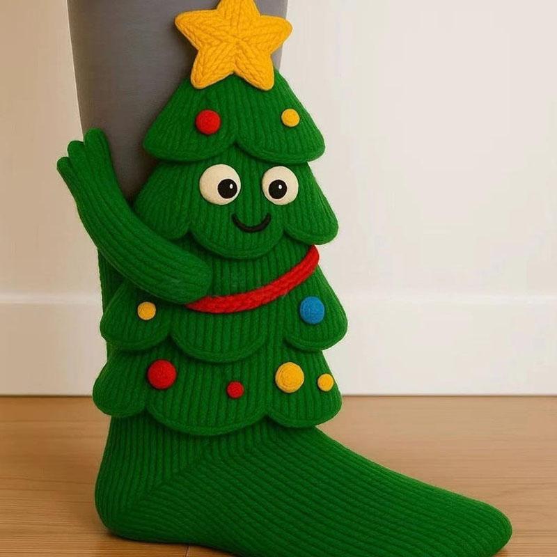 

3D Милые Носки с Животными Вязаные Напольные Носки Рождественские Подарки Унисекс Смешные Теплые Christmas tree