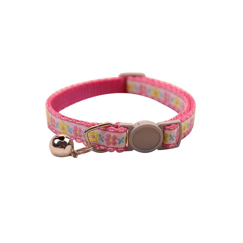 Floral Pet Collar with Safety Buckle & Bell for Dogs & Cats