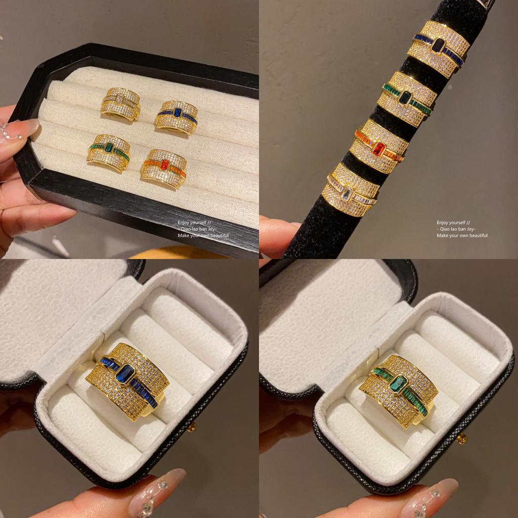 Retro Artistic Copper Ring With Zircon Stones For Womens Fashion Jewelry