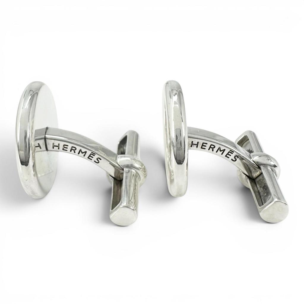 Great HERMES Cufflinks cufflinks Serie round Silver SV925 mens Used
