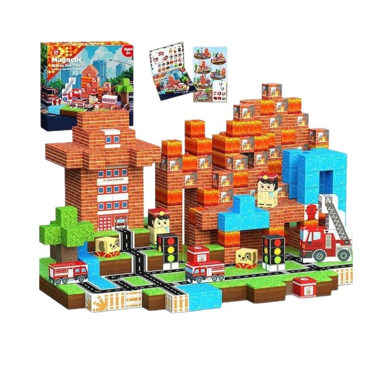 Non-Toxic Christmas Creative Magnetic Building Block Bricks My Famous Scene World Architectural Set Diy Model Kids Toy Christmas Gifts
