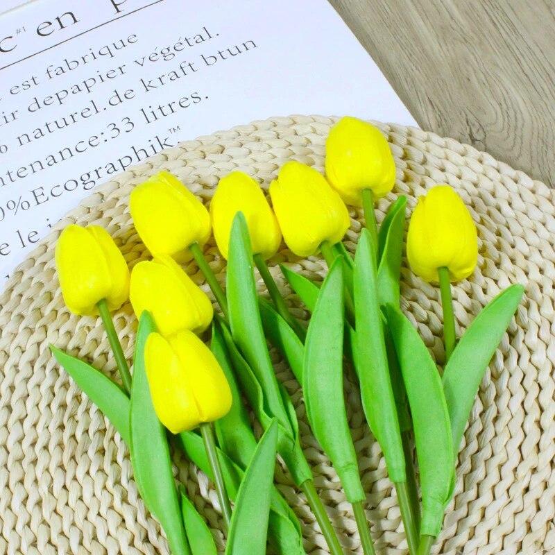 10PCS Tulips Flowers Artificial Tulip Bouquet PE Foam Fake Flower for Wedding Decoration Mother Day Gifts Home Garden Decor