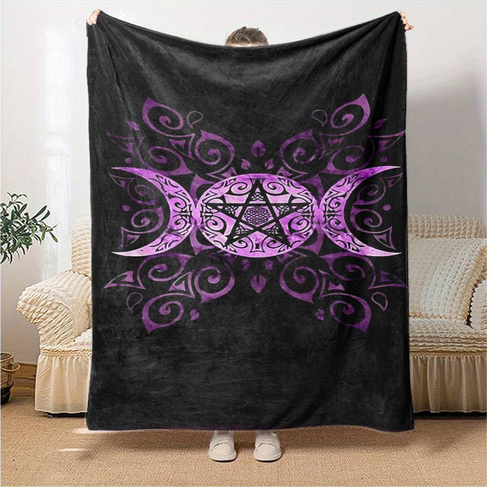 1pc Pentagram Moon Phases Soft Warm Throw Blanket Nap Blanket For Couch Sofa Office Bed Camping Travel,Comfortable