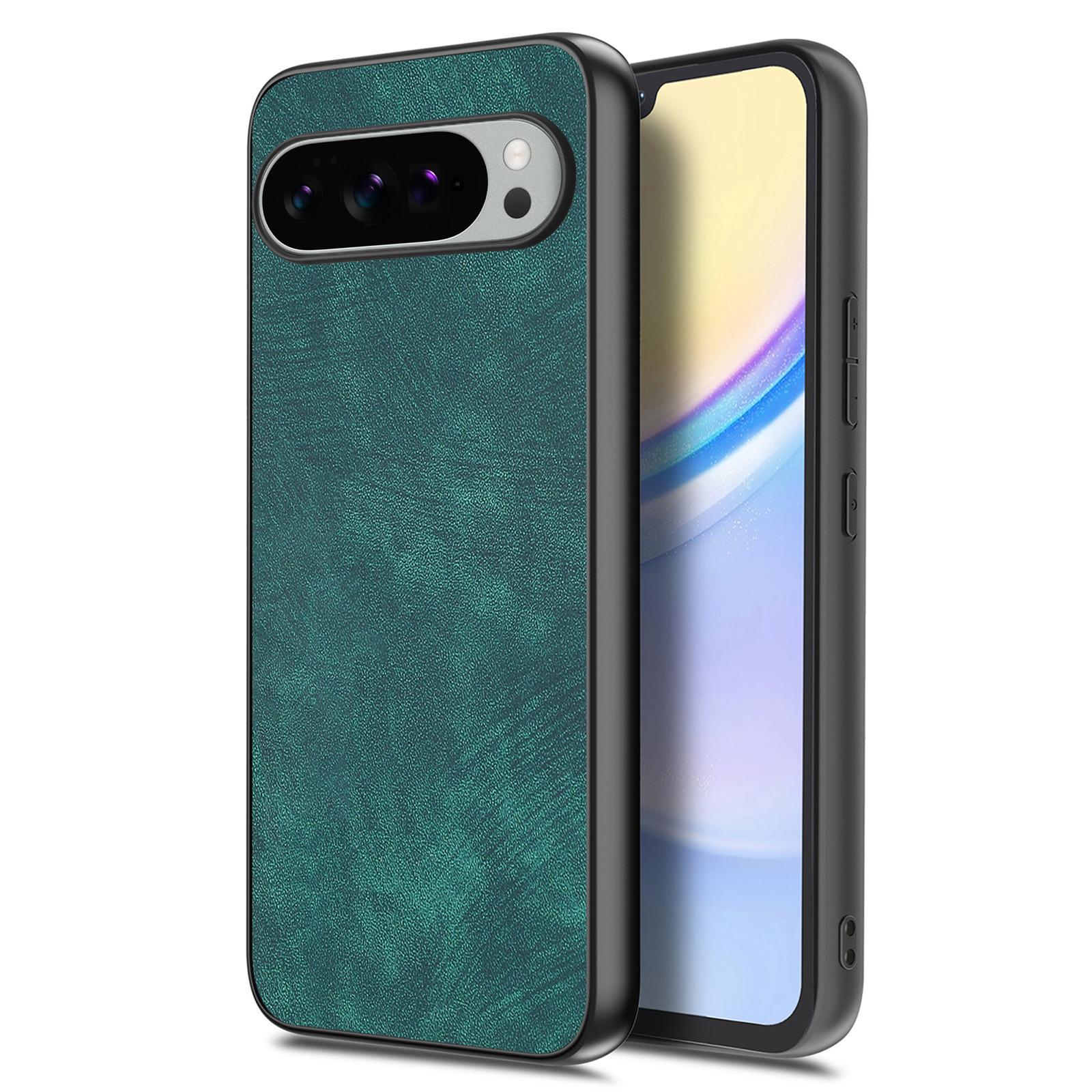 

For Google Pixel 10 Pro XL Case Shockproof Slim Retro Leather Phone Back Cover Green