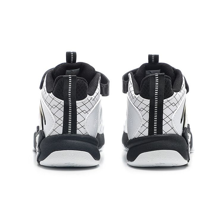 Anta Lightweight Comfortable Non-Slip Shock Absorbing Wear-Resistant Sweat-Absorbing Mid-Top Basketball Shoes Kids Sneaker White Black 312219952-2