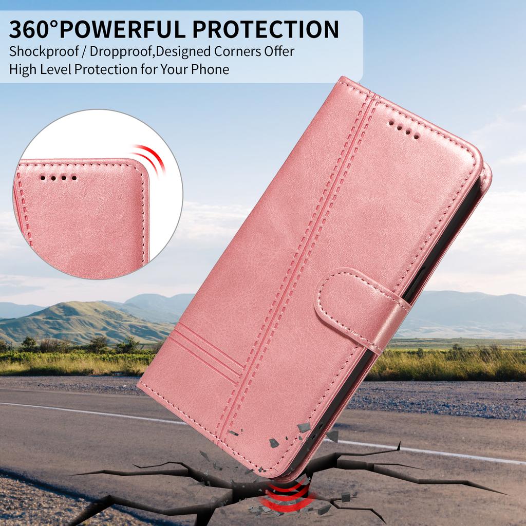 For Nothing Phone (3a) Pro Wallet Case T-Shape Lines Leather Phone Cover Stand