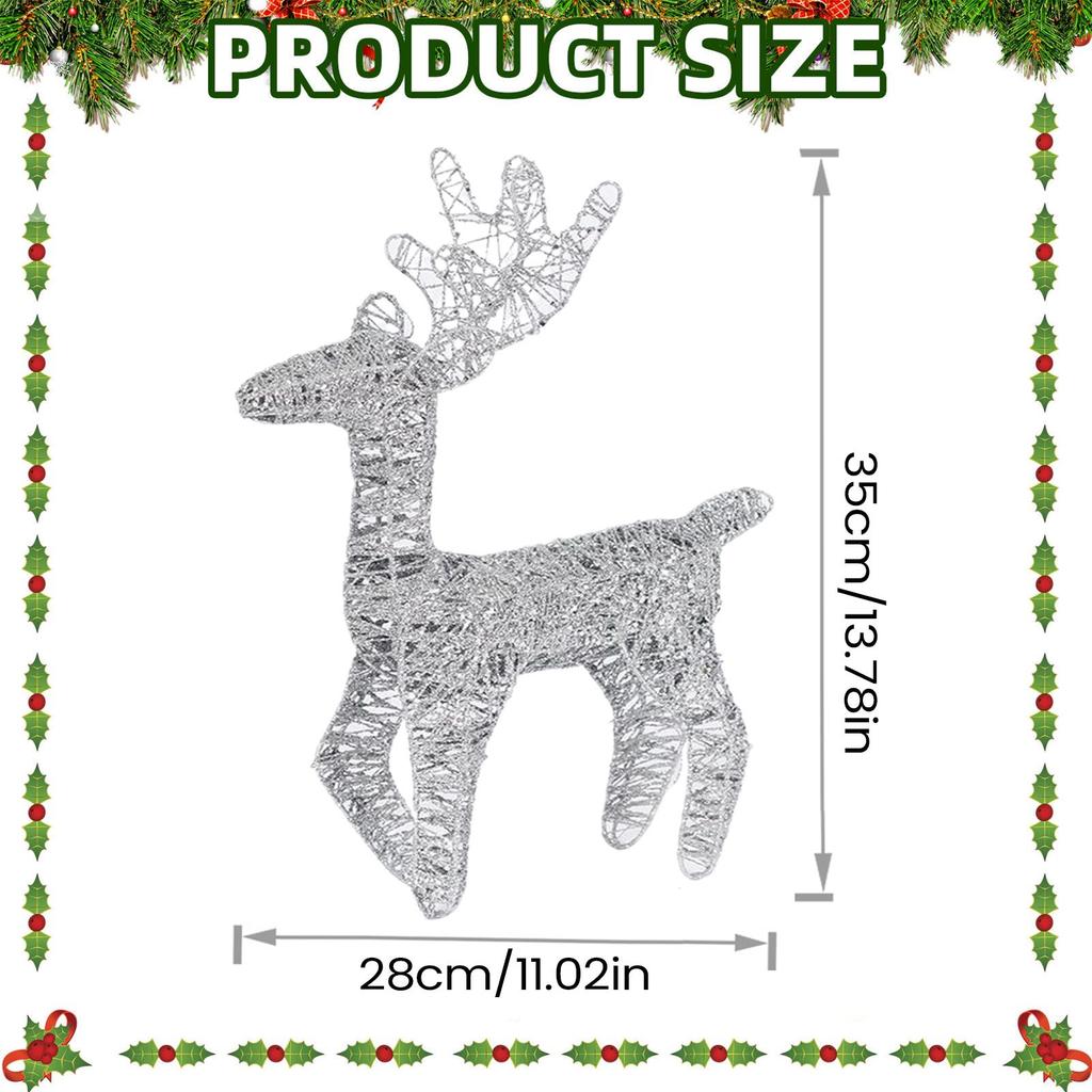 Lighted Christmas Deer Anti-Rust Winter Holiday Festive Decoration Pre-Lit Glitter Standing Deer For Indoor Outdoor Front Yard