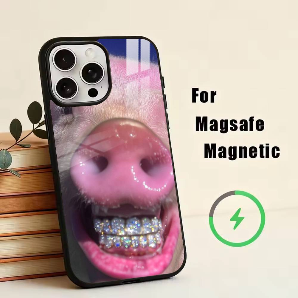 D-Funny Animals Phone Case For iPhone17,16,15,14,13,12,11 Plus,Pro Magnetic For Magsafe Wireless Charging