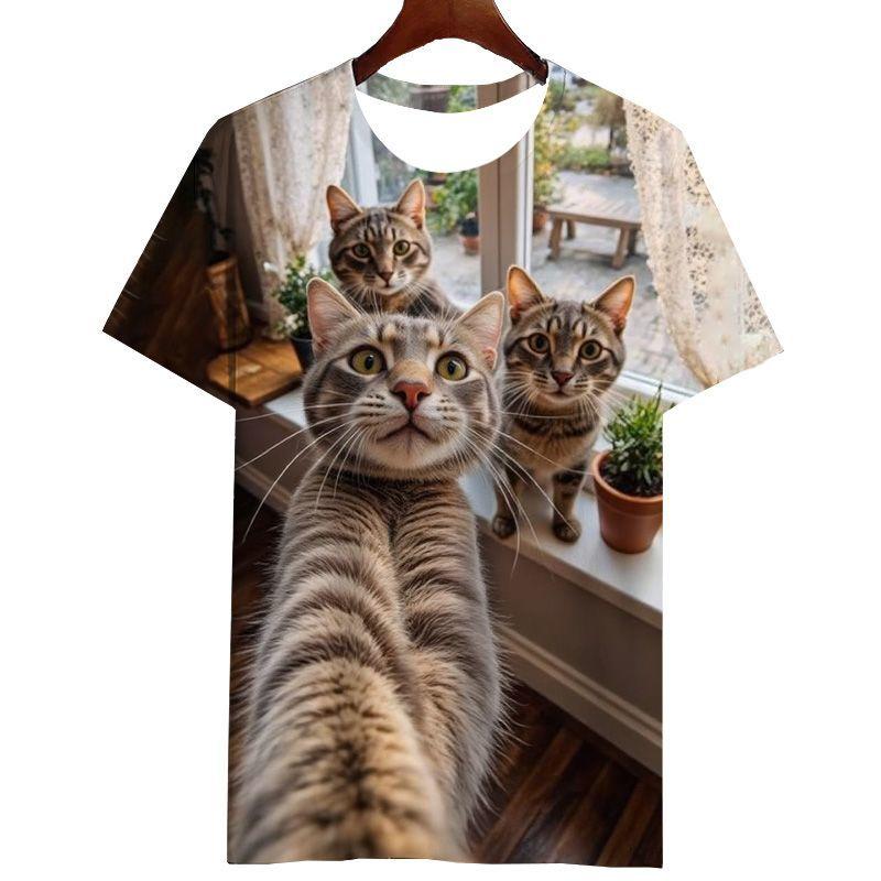 Новый стиль животное селфи узор принт абстрактный смешной модный короткий рукав Детский Мужской Женский 110 1239₽