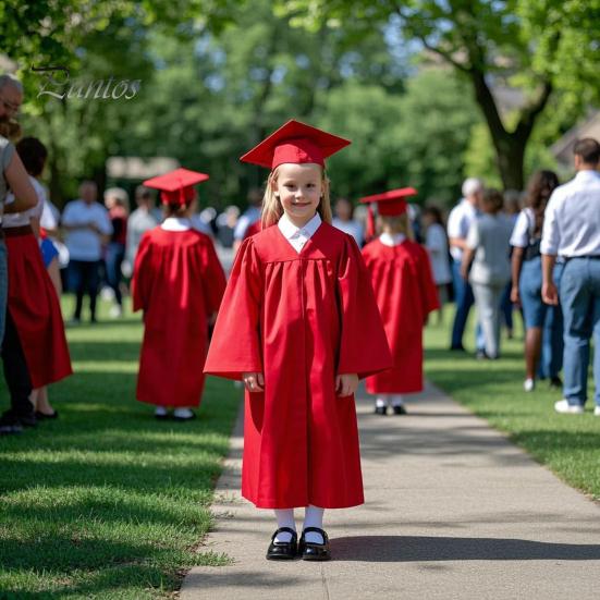 Children Kindergarten Graduation Uniform with Hat And Tassel V Neck Knee Length Long Sleeve Zipper Closure Elementary Graduation Robe Kids Graduation