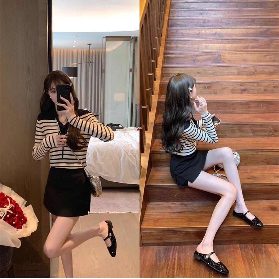 Grape Mother Studiolee~ Sparkling Sequined Bag Head Sandals with Muller Half Slippers Women's Summer Wear