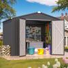 YODOLLA 6x8FT Outdoor Storage Shed, Bike Tool Garden Metal Sheds Dark Grey