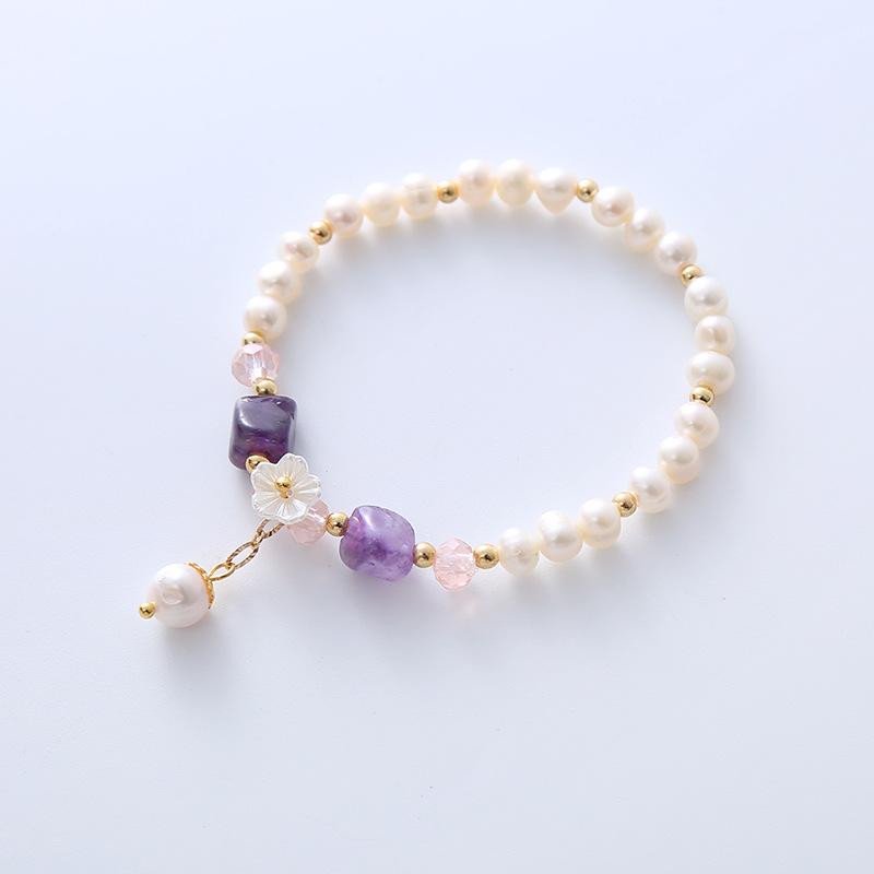Special-shaped amethyst natural freshwater pearl bracelet Bangles Women Fashion Jewelry accessories Gift