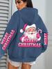 Merry Christmas Pink Santa Claus Printed Hoodies Women Pocket Fleece Hoodie Autumn Multicolor Sportswear Hip Hop Loose Clothes