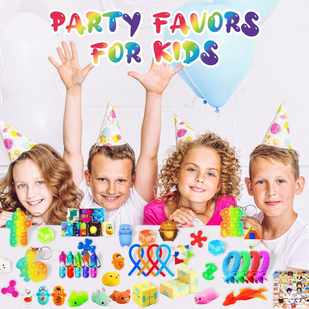 62/124 Pcs Party Favors for Kids, Fidget Toys Bulk, Birthday Gifts Toys, Stocking Stuffers, Prize Treasure Box Toys