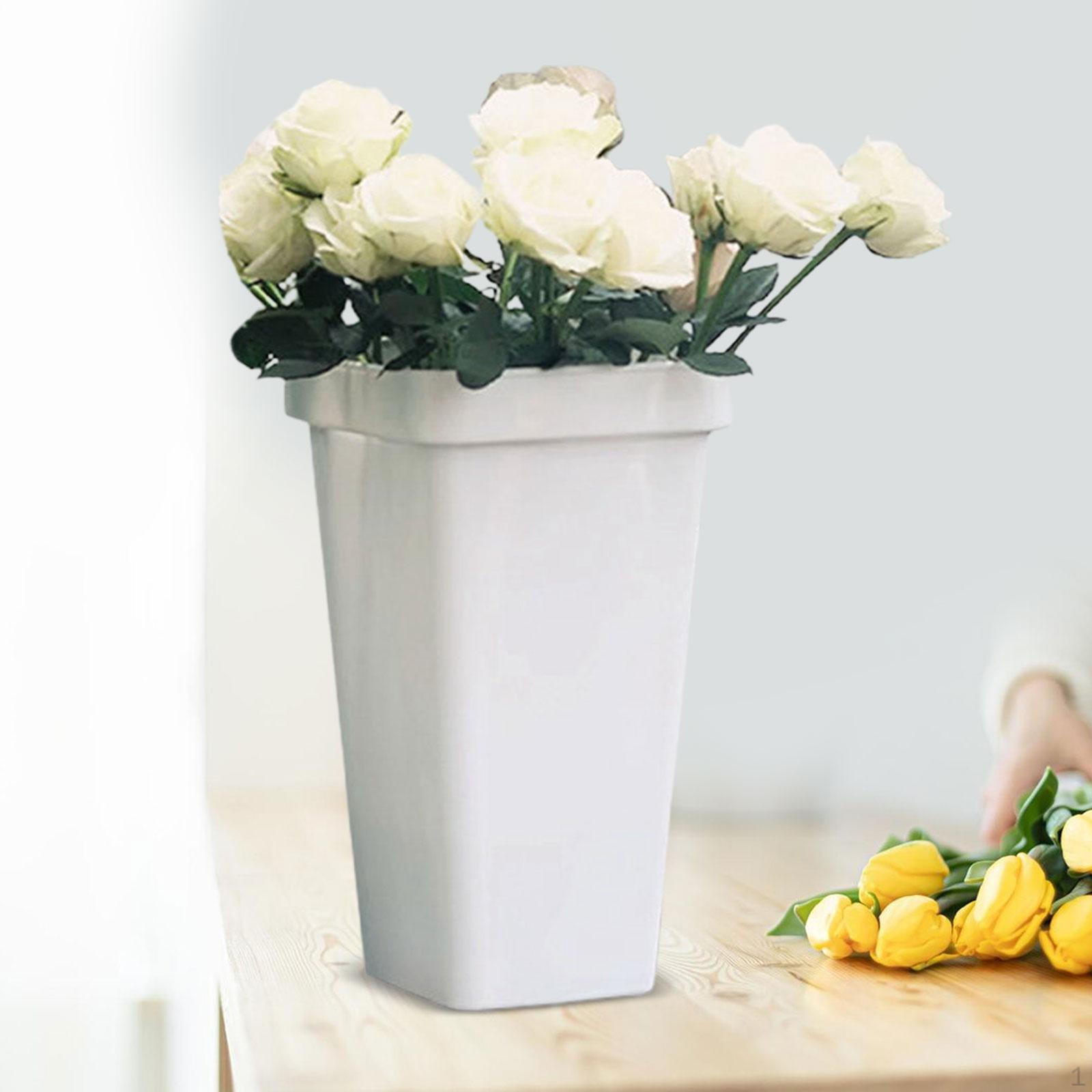 

Элегантная пластиковая ваза для свежих и сухих цветов - стильная подставка для цветов White Size L