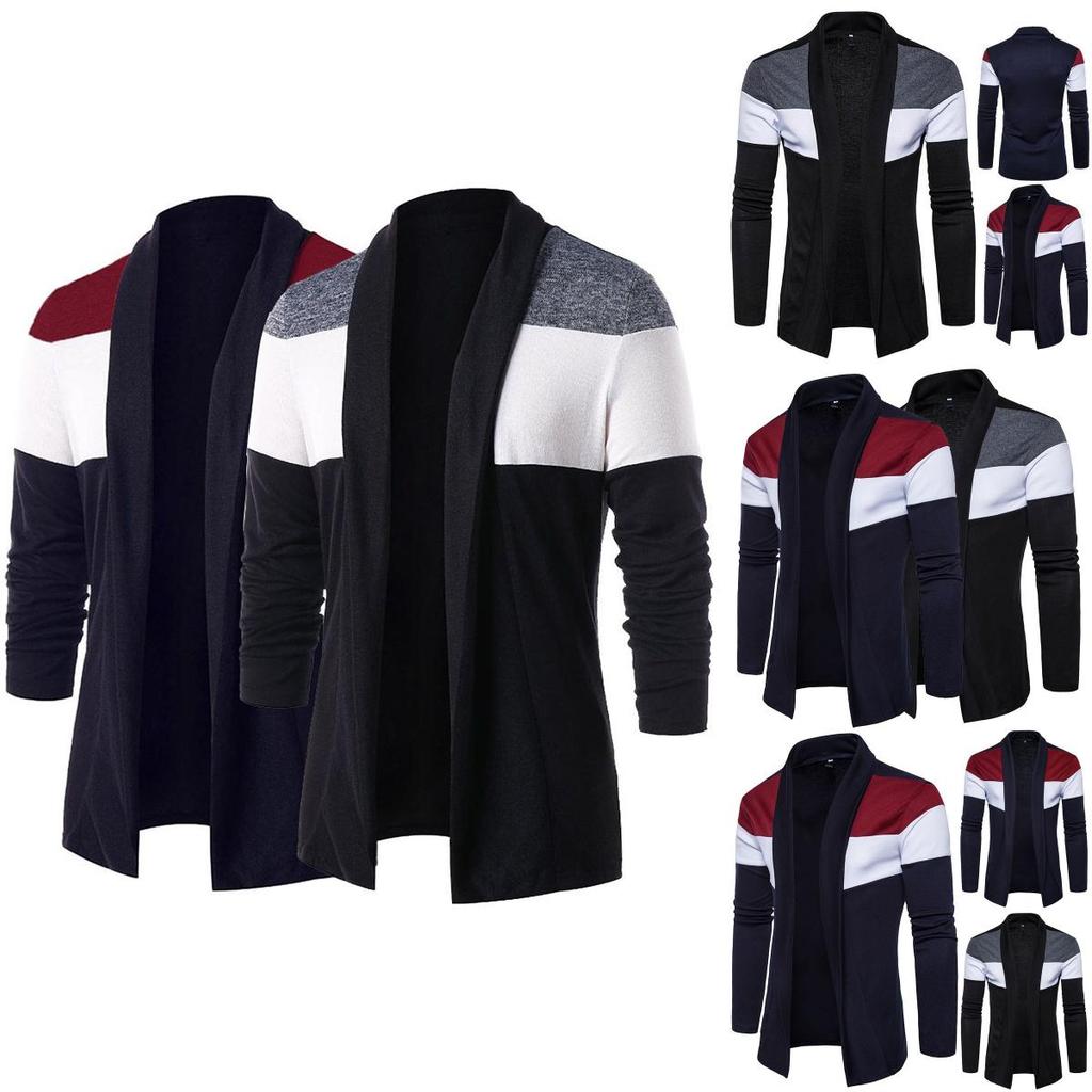 Exquisite Men's Plain Knitted Cardigan Long Sleeve Slim Fit Sweater Jacket