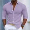 Men S Casual Solid Color Long Sleeve Button Down Collar Shirt