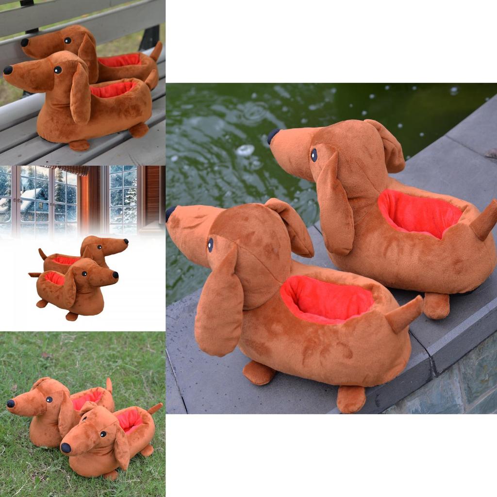 Adorable Dachshund Plush Slippers Cozy Cartoon Design For Comfortable Home Use