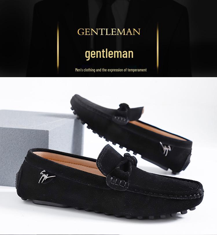 K1008 Men's Suede Moccasin Loafers - Casual Slip-On Driving Shoes for Spring/Summer, Low-Top, Flat Bottom, Large Size