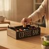 Wooden Coffee Bar Organizer Compact Pod Storage Box Multifunctional for Countertop,
