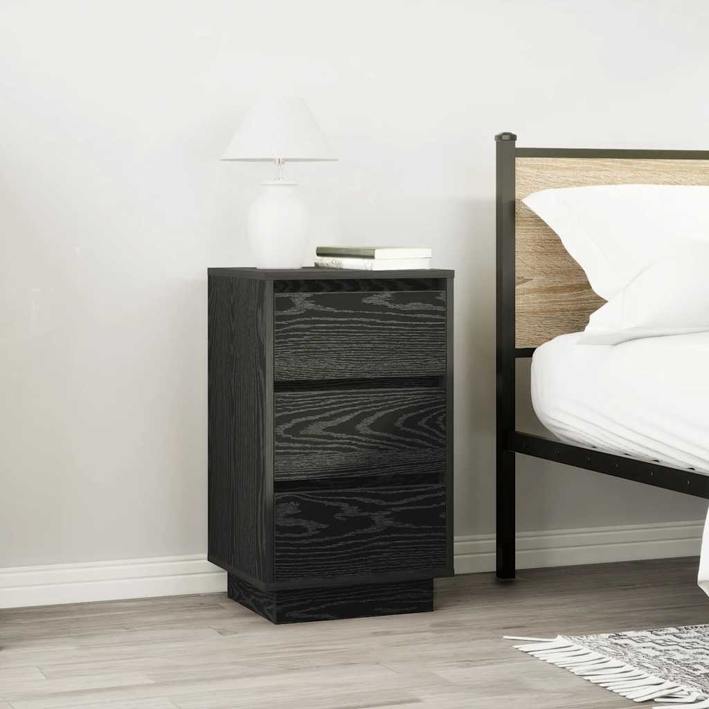 Nightstand with LED Lights Black 38x34x65 cm