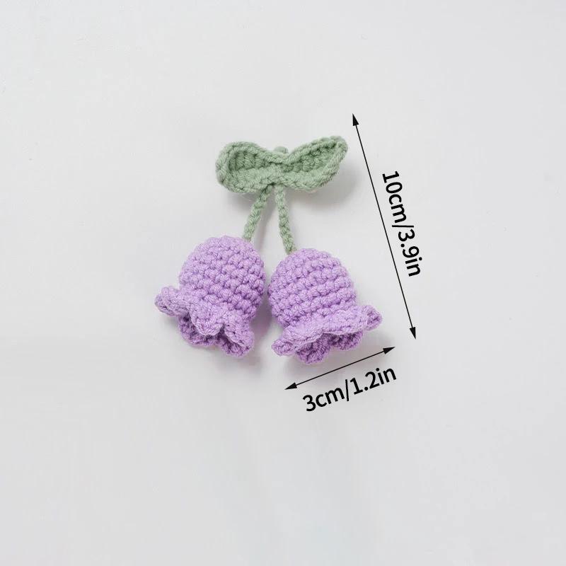 Colorful Crochet Flowers Handmade Knitted Lily Of The Valley Keychain Hand-woven Convallaria Majalis Flower Bag Pendent Key Ring