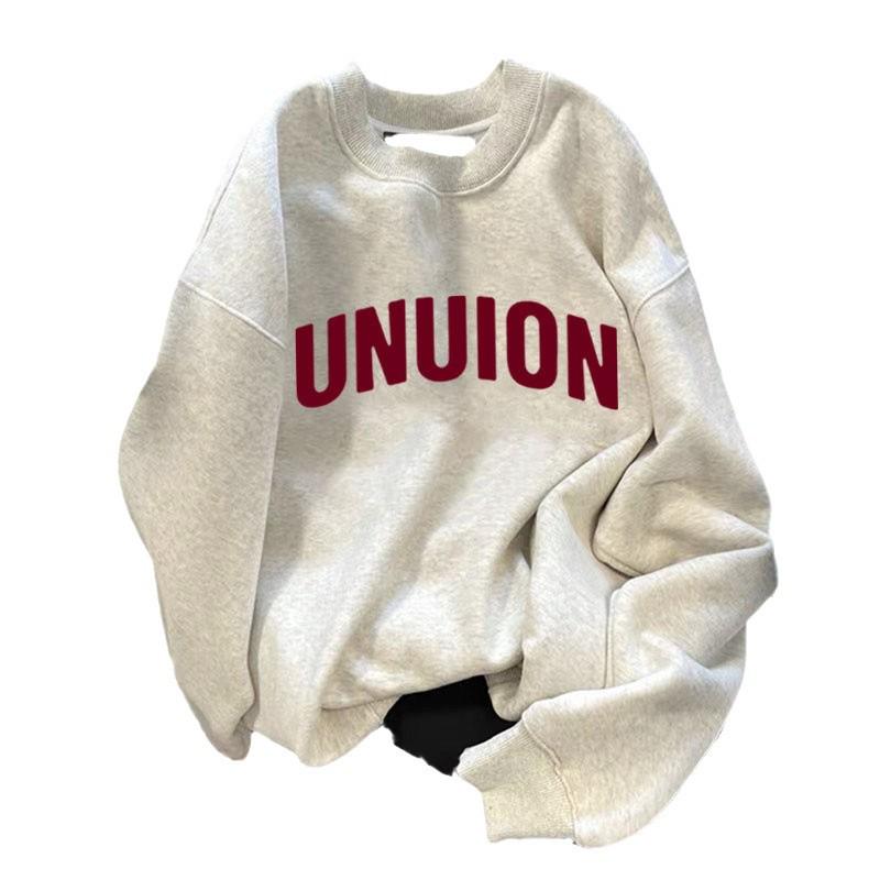 Oversized Vintage Fleece-Lined Crew Neck Sweatshirt - 450G Heavyweight, Autumn/Winter Streetwear