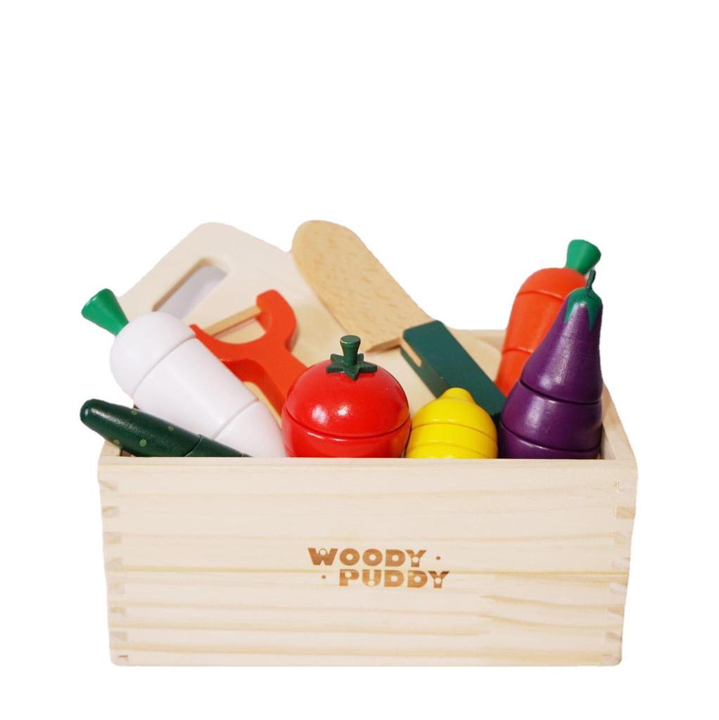 Wooden Magnetic Play Kitchen Set: Cuttable Fruits & Vegetables for Kids Pretend Play