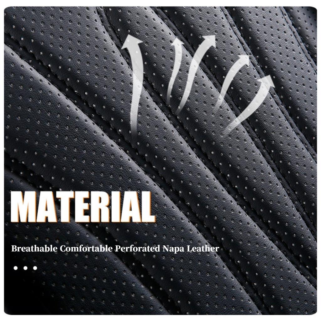 Full Set 5-Seat Premium Nappa Leather Car Seat Covers with 2 Headrest  Breathable and Waterproof   Seat Covers for Most Cars