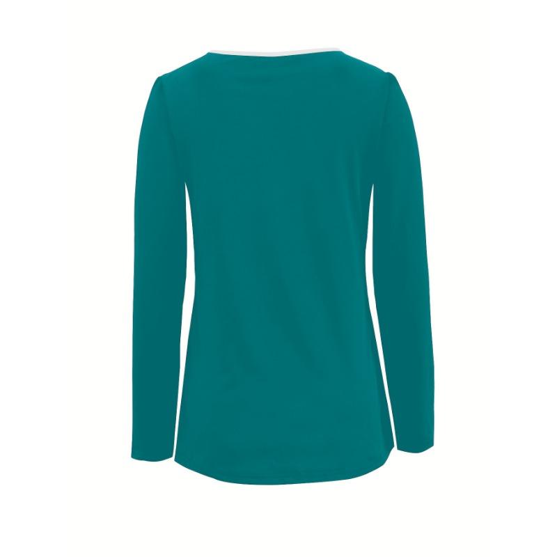 Spring and Autumn Women's New V-neck Women's Sexy Casual Contrast Color